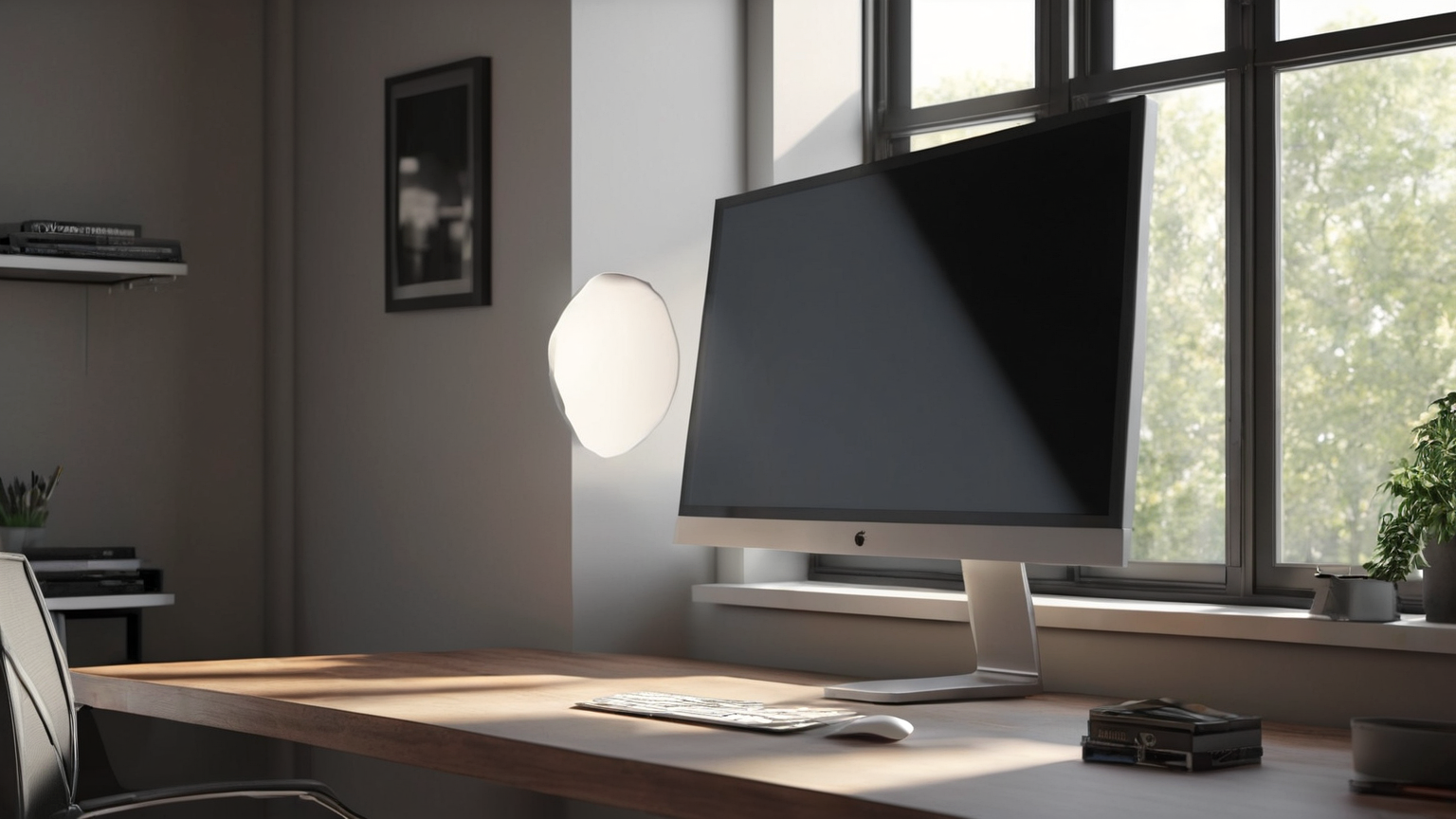 Side-lit desk arrangement that avoids screen glare
