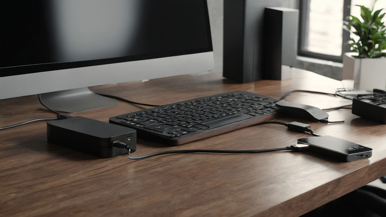 Cable tidy and power safe portable monitor workstation